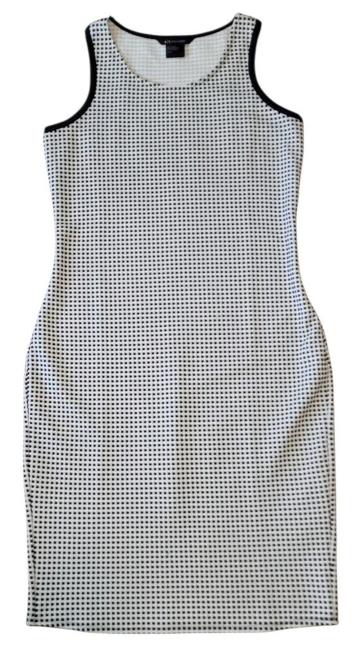 Armani Exchange A/X Dress US Large Black White Bodycon Sleeveless Midi Stretchy